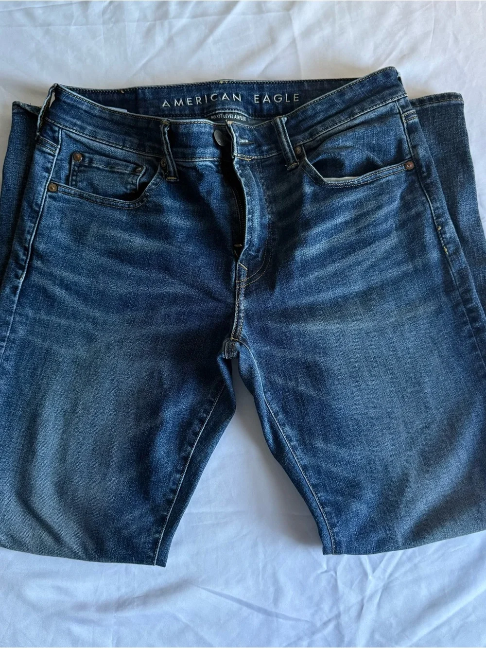 American Eagle Outfitters Men's Deep Blue Slim Straight Jeans